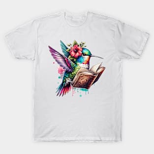 Hummingbird Reading a Book T-Shirt